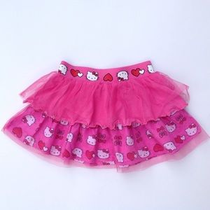 Pink Hello Kitty Tutu Style Ruffled Skirt Hearts❤️